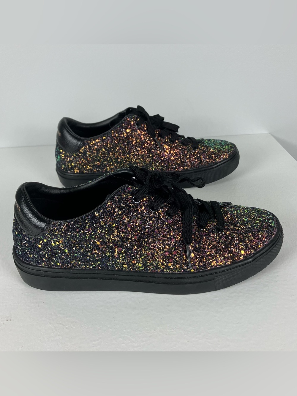 Skechers Street Awesome Sauce Glitter Sneakers Black Women’s 6.5 Rise Fit
